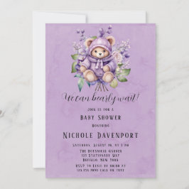 Convite Violet Cute Bear Floral Podemos Esperar