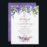 Convite Violet Floral Bat Mitzvah<br><div class="desc">Convite violeta e roxo de morcego floral mitzvah com tipografia elegante.</div>