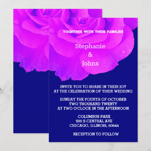 Convite Violet Floral Roxa Rosa Azul Marinho Casamento