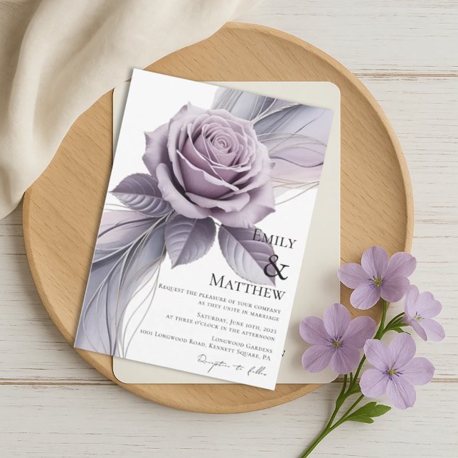 Convite Violet Floral Wedding Invitation (Criador carregado)