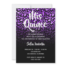 Violet Glam Leopardo Mancha Negra Ombre Mis Quince