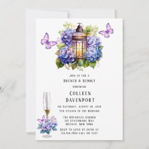 Convite Violet Hydrangea Butterfly Brunch & Bubble