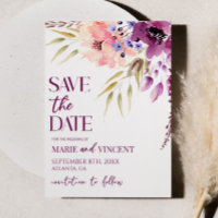 Violet Magenta Floral Casamento Salva A Data