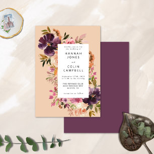 Convite Violet Meadows Floral Moderna de Outono
