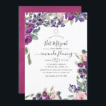Convite Violet, Plum e Blush Floral Bat Mitzvah<br><div class="desc">O violeta elegante,  ameixa e o morcego floral cor-de-rosa pincelado mitzvah convidam-se para serem rápida e facilmente personalizados de acordo com as especificações do seu evento.</div>