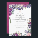 Convite Violet, Plum e Blush Floral Bat Mitzvah<br><div class="desc">O violeta elegante,  ameixa e o morcego floral cor-de-rosa pincelado mitzvah convidam-se para serem rápida e facilmente personalizados de acordo com as especificações do seu evento.</div>