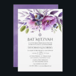 Convite Violet Poppy Floral Bat Mitzvah<br><div class="desc">Flores violetas,  lavandas e roxas em uma mão pintada a aquarelas do taco mitzvah convite projetado para ser rápida e facilmente personalizado de acordo com as especificidades de seu evento.</div>