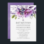 Convite Violet Poppy Floral Bat Mitzvah<br><div class="desc">Flores violetas,  lavandas e roxas em uma mão pintada a aquarelas do taco mitzvah convite projetado para ser rápida e facilmente personalizado de acordo com as especificidades de seu evento.</div>