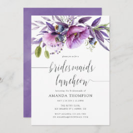 Convite Violet Poppy Floral Bridesmaids Luncheon Invite