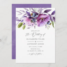 Convite Violet Poppy Floral Wedding