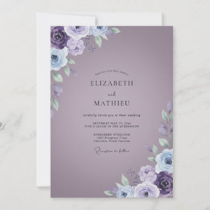 Convite Violet Ranunculus Roxo Bege Casamento
