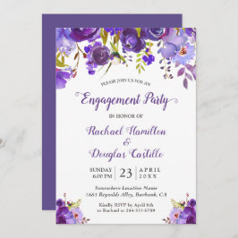 Convite Violet Romance Purple Floral Festa de noivado
