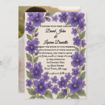 Violet Veil Photo Wedding Invitation