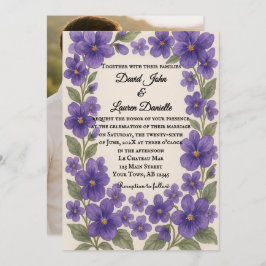 Convite Violet Veil Photo Wedding Invitation