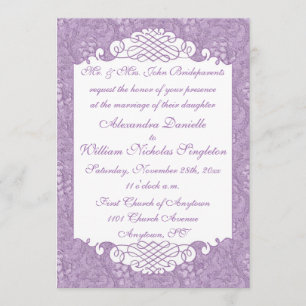 Convite violeta floral do damasco & do casamento