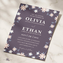 Convite Violeta Floral Minimalista Gráfica de Flores Silve