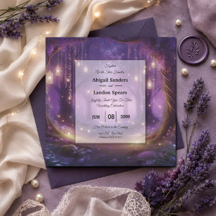 Convite Violeta no Casamento Florestal Encantado à Meia-No