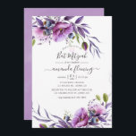 Convite Violeta Roxo Bat Mitzvah<br><div class="desc">Violeta empoeirada e morcego floral roxo mitzvah convidada com tipografia elegante feita para ser rápida e facilmente personalizada de acordo com as especificidades de seu evento.</div>