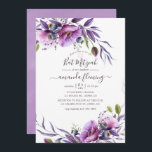 Convite Violeta Roxo Bat Mitzvah<br><div class="desc">Violeta empoeirada e morcego floral roxo mitzvah convidada com tipografia elegante feita para ser rápida e facilmente personalizada de acordo com as especificidades de seu evento.</div>