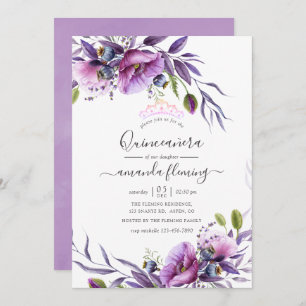 Convite Violeta Roxo - Quinceañera Floral