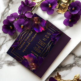 Convite Violetas Luminosas Floral Moderno Roxo Casamento