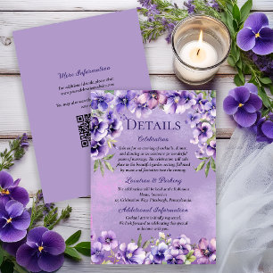 Convite Violetas Roxas Elegantes Detalhes do 50º Aniversár