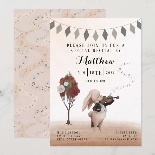 Convite Violin Recital Invitation (Frente/Verso)