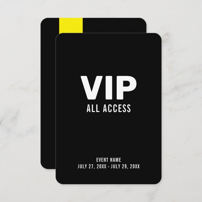 Convite VIP All Access Event ID Crachá 3,5" x 5" (Frente/Verso)