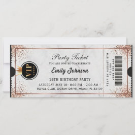 Convite VIP Birthday Party Ticket Invitation Gold Black