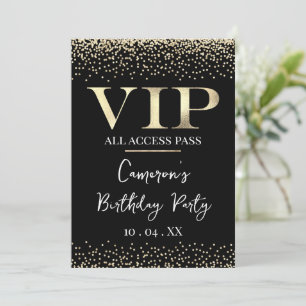 Convite VIP Dourado em Evento ou Festa Preta