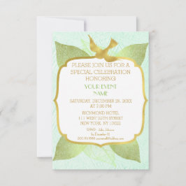 Convite Vip Ouro Verde de Casamento de Aniversário Moderno