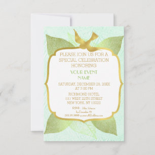 Convite Vip Ouro Verde de Casamento de Aniversário Moderno