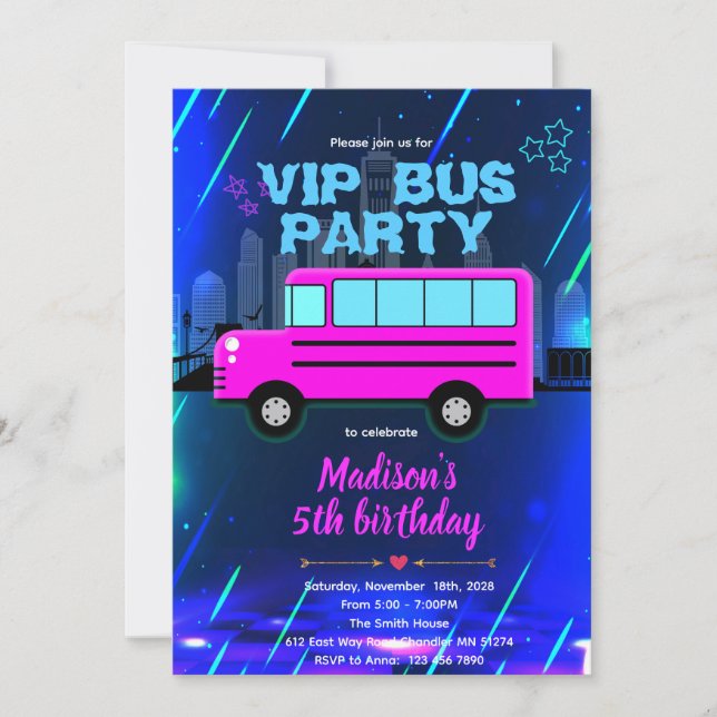 Convite VIP Party Bus Invitation (Frente)