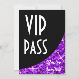 Convite "VIP Pass" de curva preta roxa