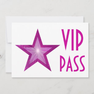 Convite 'VIP PASS' de Estrela Rosa, branco, horizo