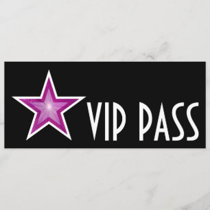 Convite 'VIP PASS' de estrela rosa longo