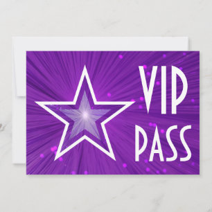 Convite 'VIP PASS' de Estrela Roxa horizontal