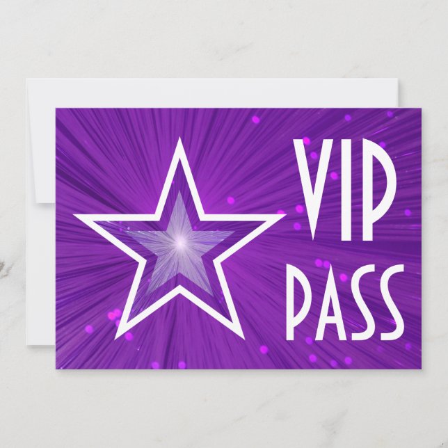 Convite 'VIP PASS' de Estrela Roxa horizontal (Frente)