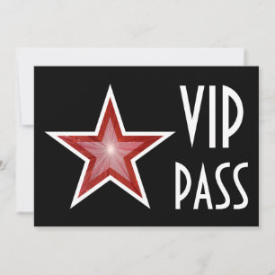 Convite 'VIP PASS' Estrela Vermelha preto horizont