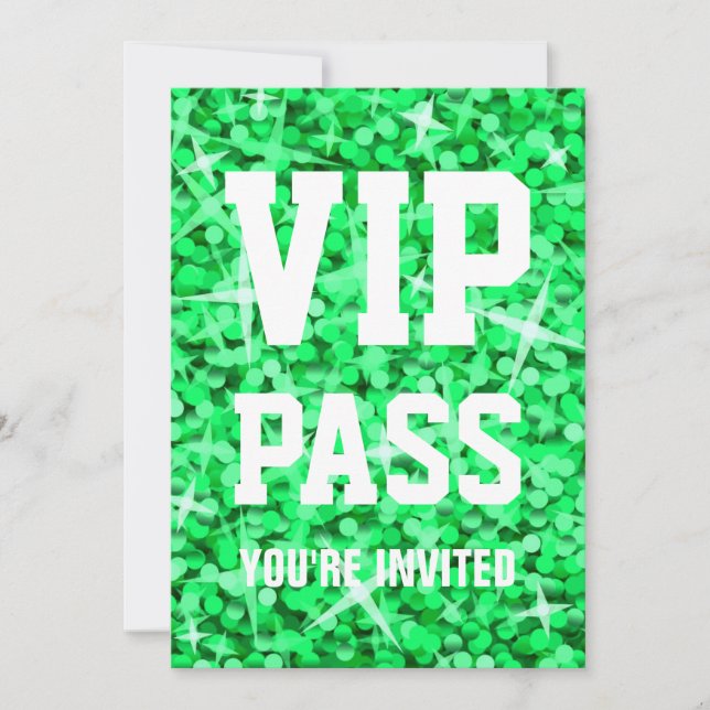 Convite 'VIP PASS' verde da Glitz (Frente)