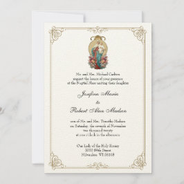 Convite Virgem Católica Elegante Mary Jesus Casamento