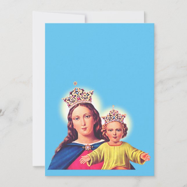 Convite Virgem Maria rainha com Jesus (Frente)