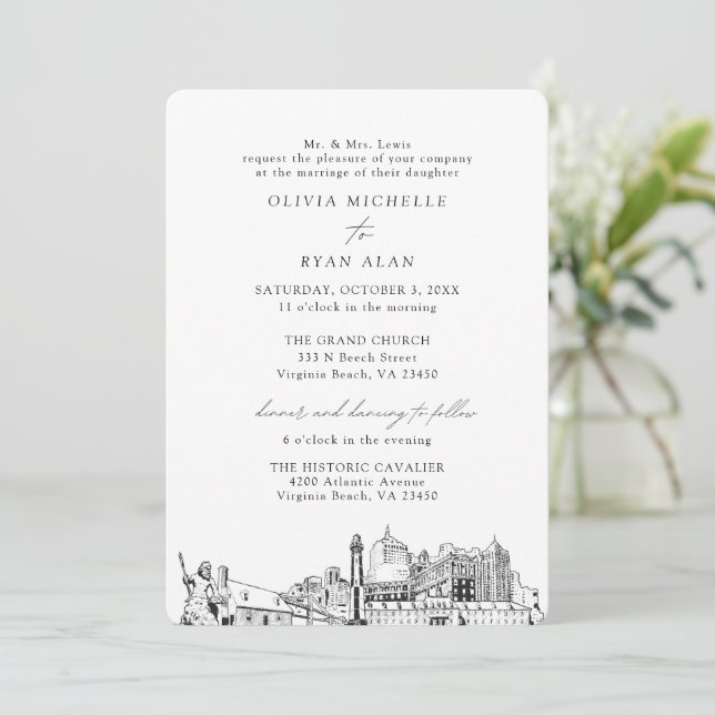 Convite Virgínia Beach Church - Dois Locais (Em pé/Frente)