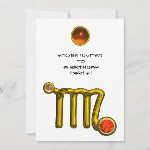 CONVITE VÍRGO/DOURADO SINAL ZODIAC FESTA DE ANIVERSÁRIO BR