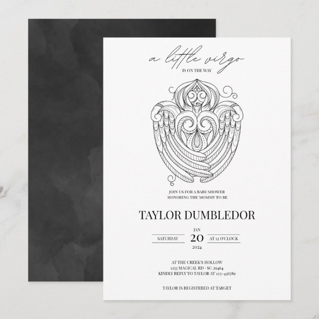 Convite Virgo Zodiac - Chá de fraldas de Astrologia por Si (Frente/Verso)