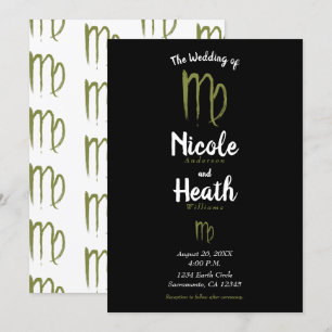 Convite VIRGO Zodíaco Astrologia Casamento de Verão e Outo