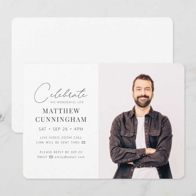 Convite Virtual Comemora Sua Foto Simples Moderna (Frente/Verso)