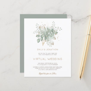 Convite Virtual de Casamento de Sage de Folhagem d