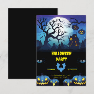 Convite Virtual de Festa de Halloween Preto e Azul