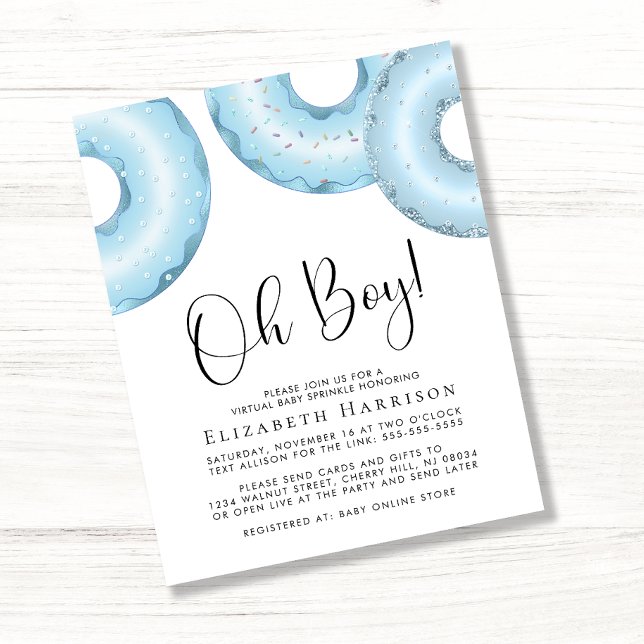 Convite Virtual de Purpurina Orçamento Azul Menino (Criador carregado)